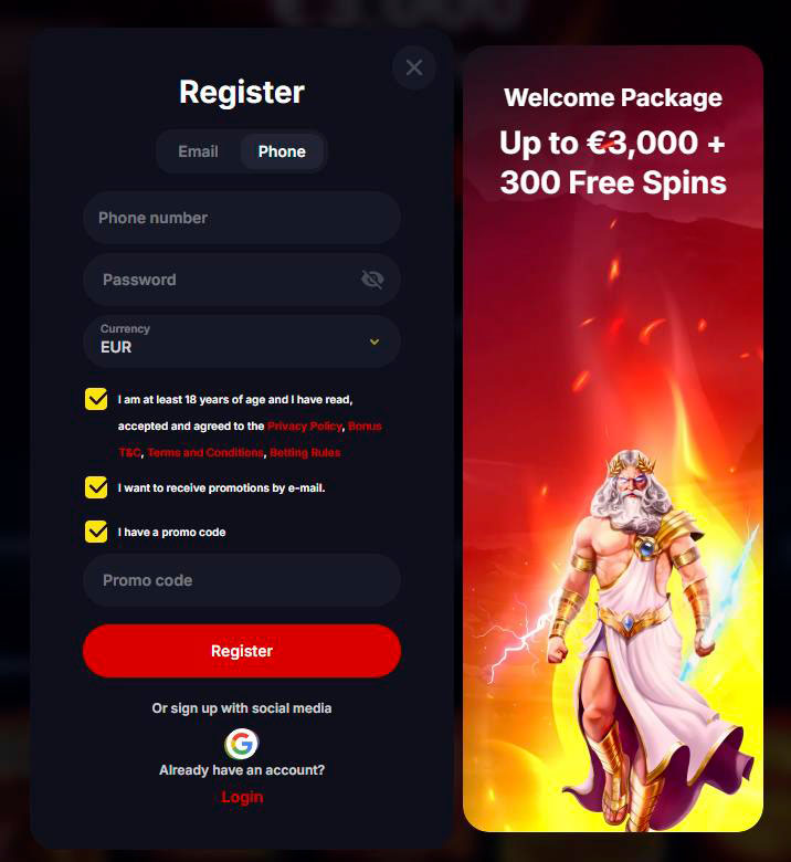 sign up yep casino