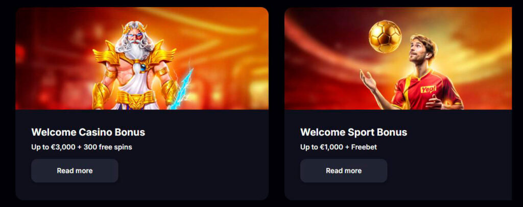 welcome bonuses yepcasino